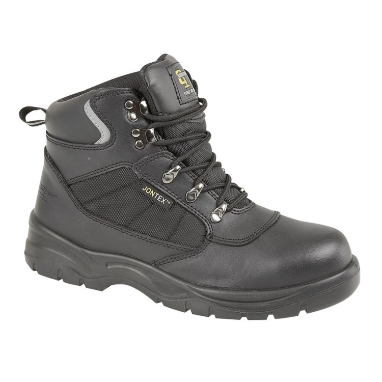 Black Action Leather/Nylon Safety Waterproof Hiker Type Boot M161AK