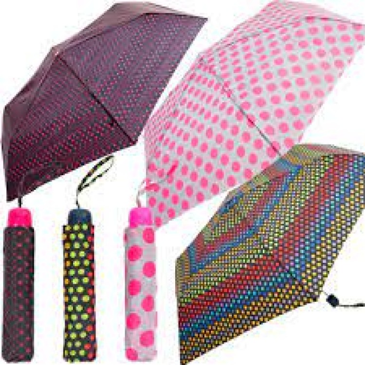 BLACK BLUE/GREEN POLKA DOT UMBRELLA