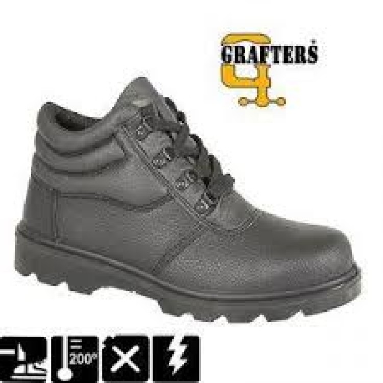 Black Grain Leather Safety Boot M240 A