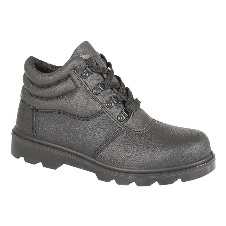 Black Grain Leather Treaded Safety Boot M240A