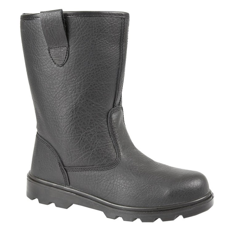 Black Leather Safety Rigger Boot M021A