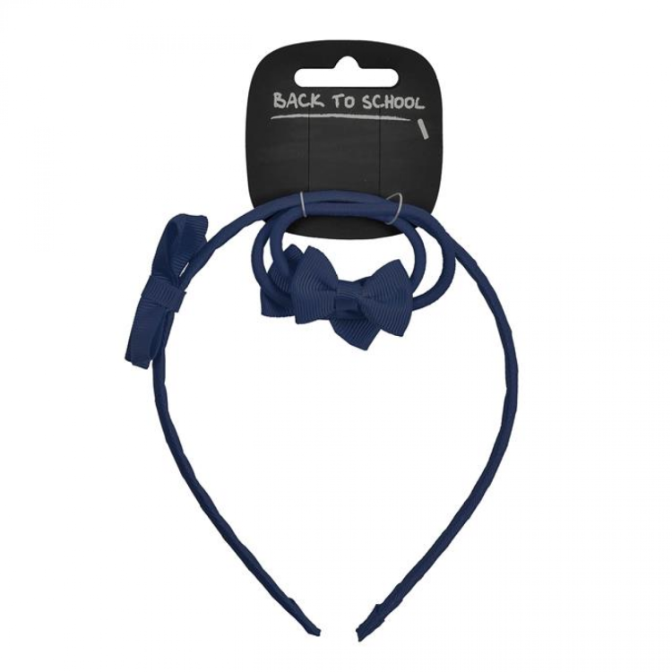 Bow Alice Band + 2x Elastics (Navy)