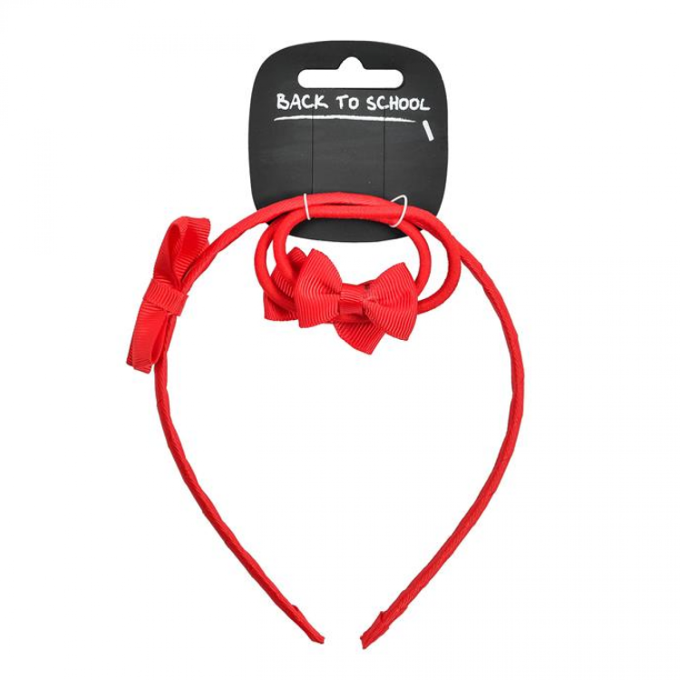 Bow Alice Band + 2x Elastics (Red)