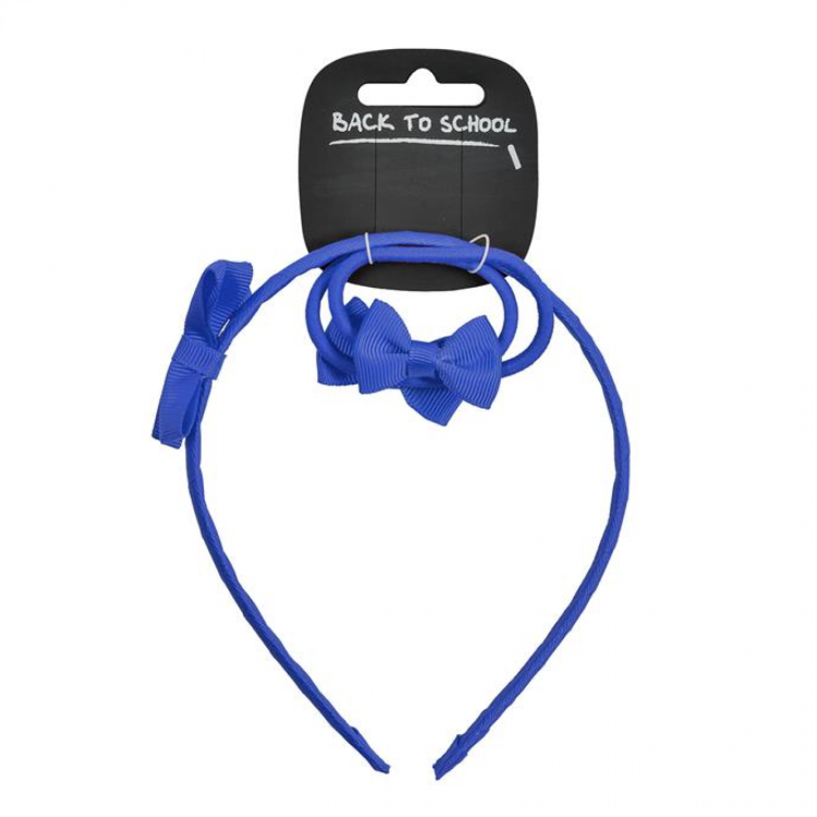 Bow Alice Band + 2x Elastics (Royal Blue)