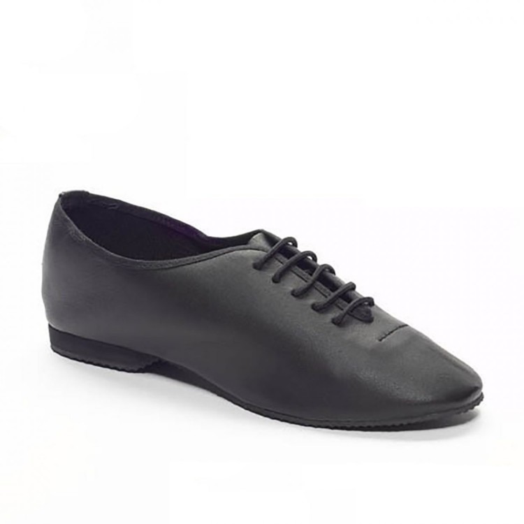 Rubber Soled Jazz Shoe - Black Leather Upper
